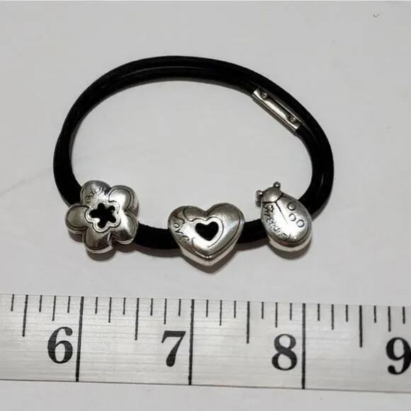 BRIGHTON mixed metals bug, heart,‎ and flower hair elastic - Picture 3 of 3